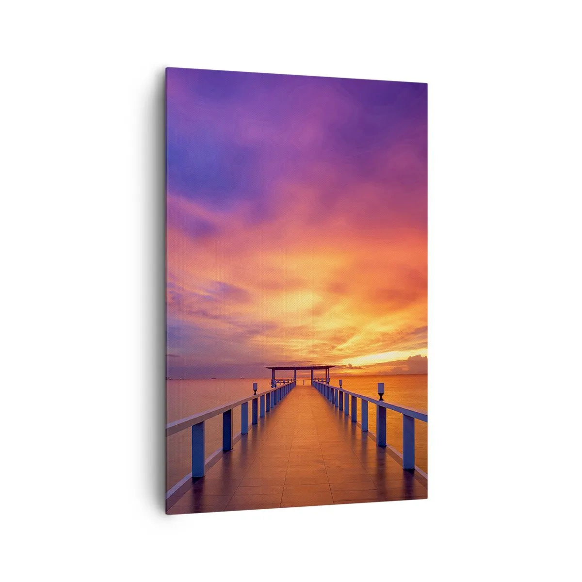 Impression sur toile - Image sur toile - Une jetée menant à la mer au coucher du soleil - 80x120cm - Sans fin - Décoration murale moderne pour le salon et la chambre ARTTOR