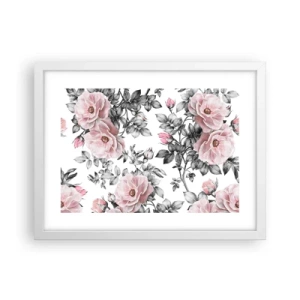 Affiche dans un cadre blanc - Poster - Se perdre dans les fleurs des roses - 40x30 cm