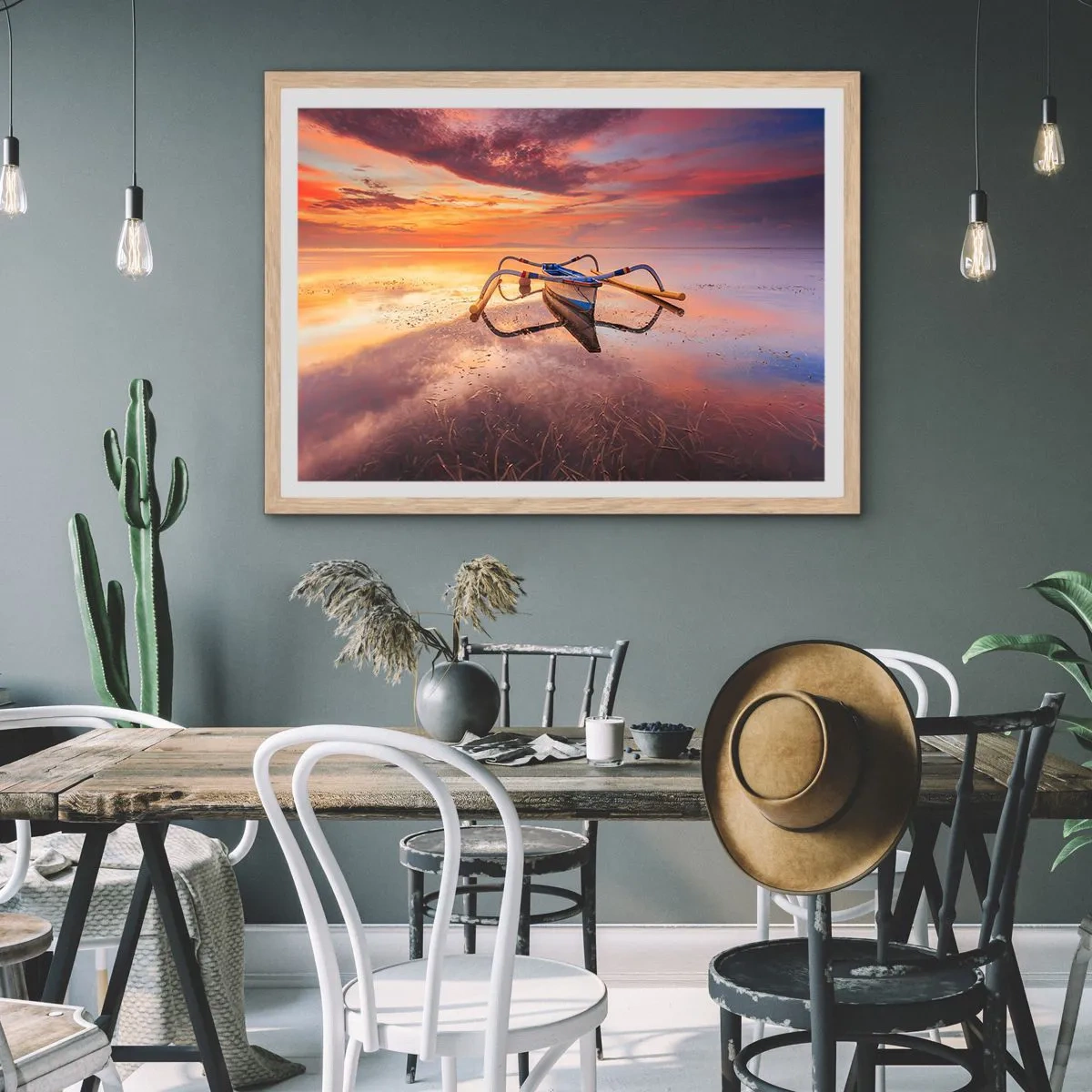 Affiche dans un chêne clair - Poster - Le calme d'une soirée tropicale - 40x30 cm