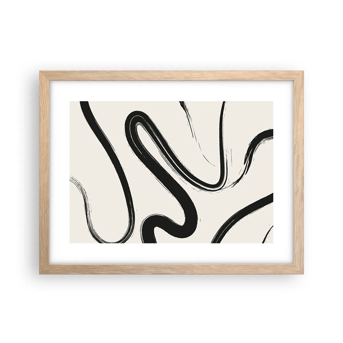 Affiche dans un chêne clair - Poster - Fantaisie en noir et blanc - 40x30 cm