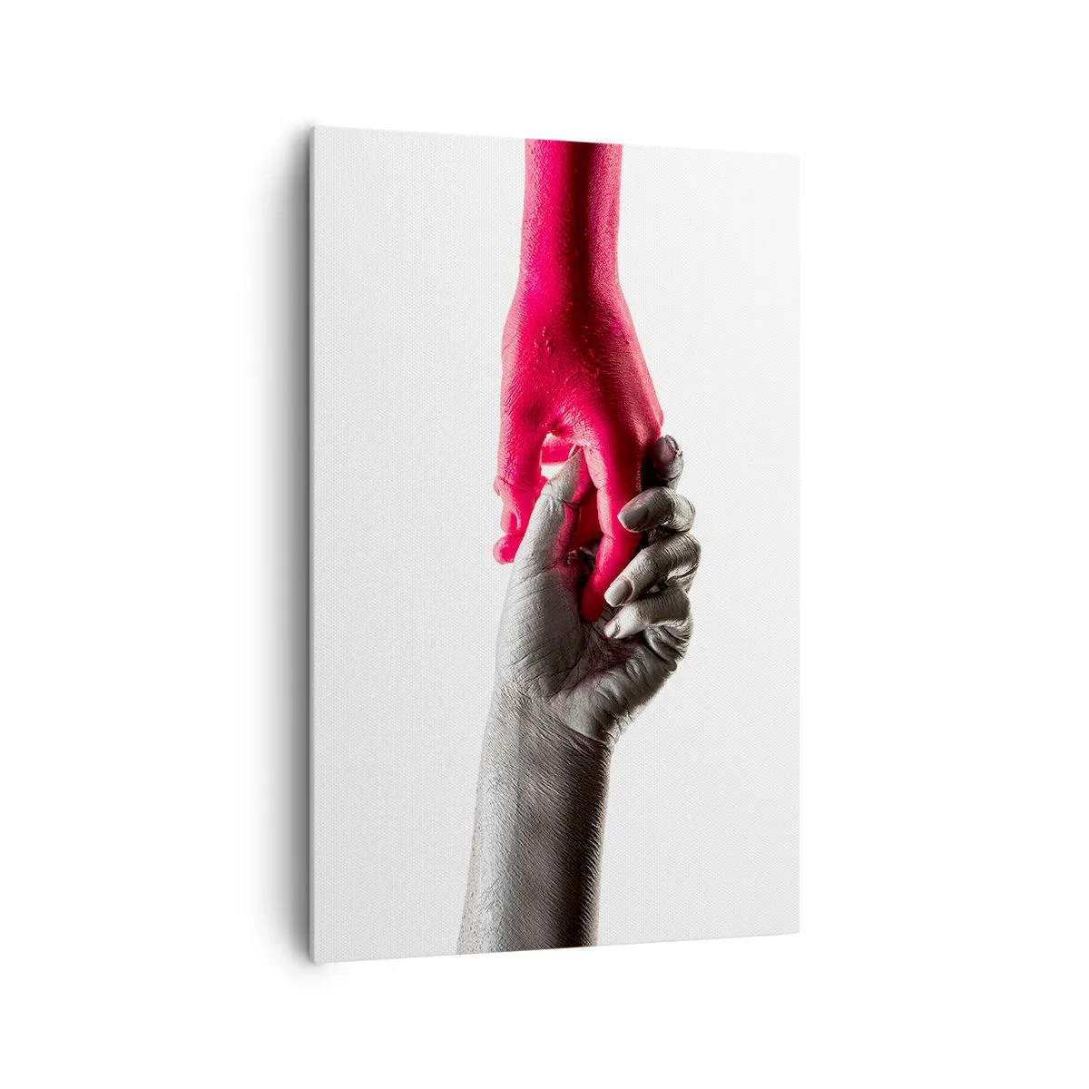 Impression sur toile - Image sur toile - Aiguilles symboliques en argent et rouge - 80x120cm - Ensemble, bien que différents - Décoration murale moderne pour le salon et la chambre ARTTOR