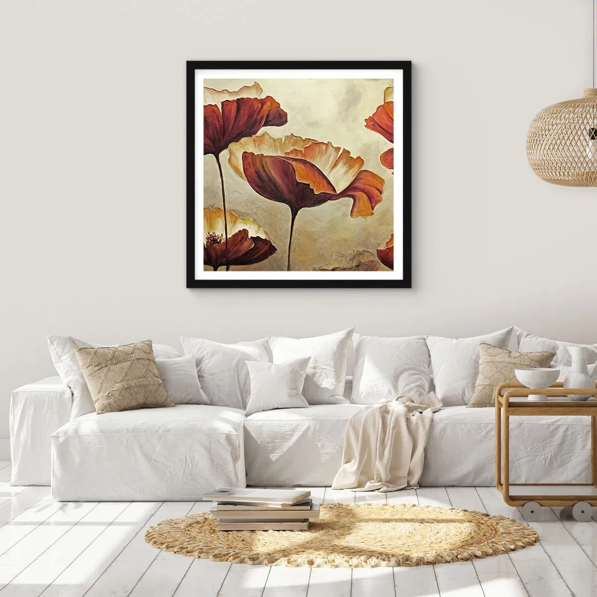 Affiche dans un cadre noir - Poster - À la lisière des champs - 50x50 cm