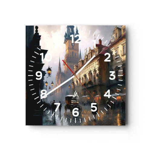 Horloge murale - Pendule murale - Le charme d'une soirée pragoise - 30x30 cm