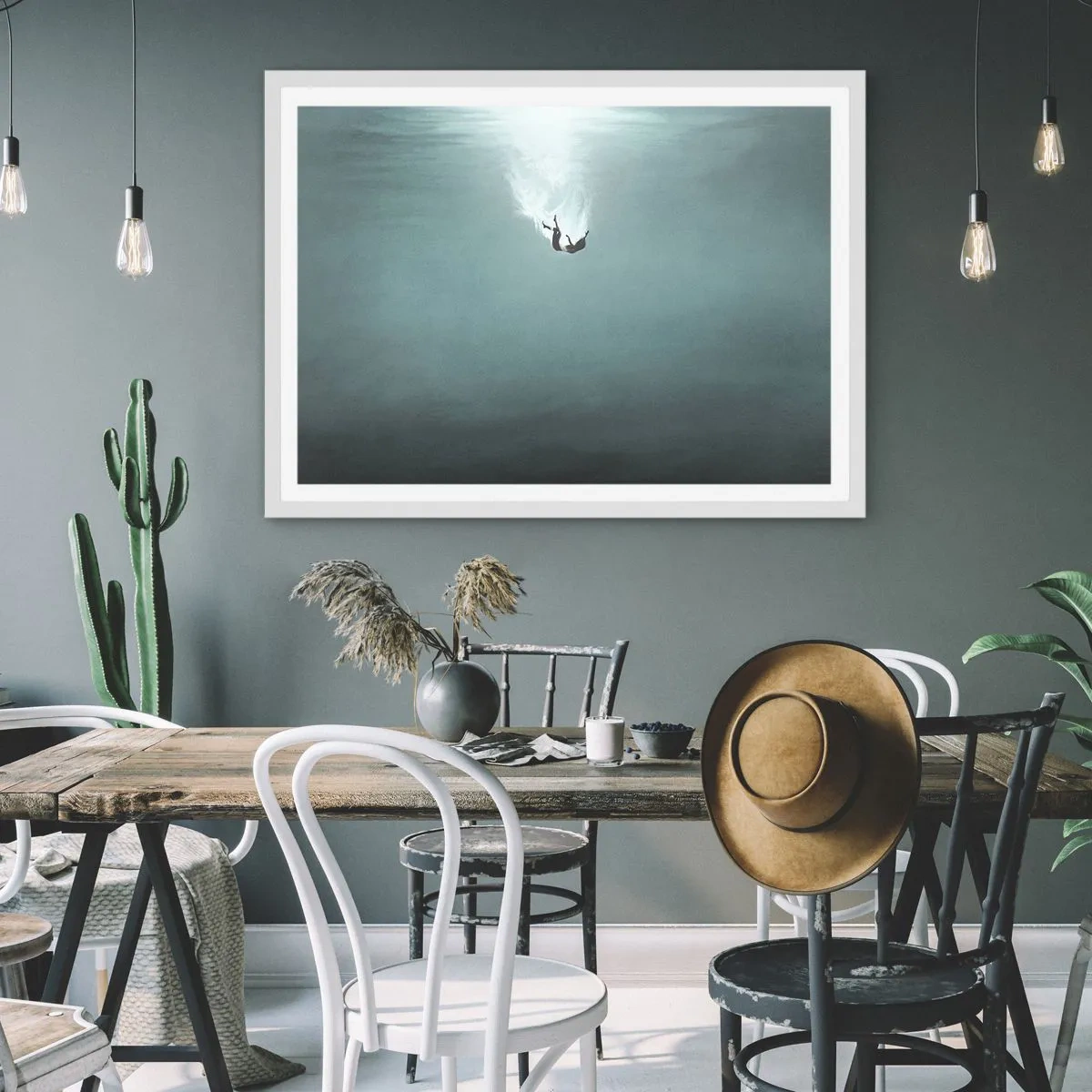 Affiche dans un cadre blanc - Poster - Dans les bras de l'océan - 100x70 cm
