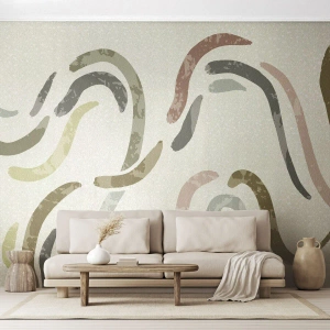 Papier peint sur mesure Premium Sand - Une joyeuse danse de l'abstraction - Pastel, Minimaliste, Brillant