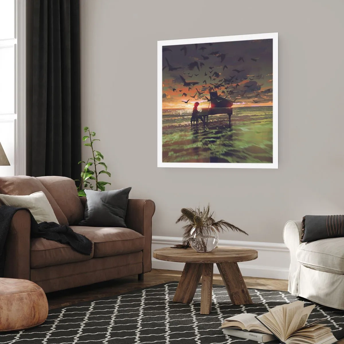 Affiche - Poster - Concert pour piano et vagues - 40x40 cm