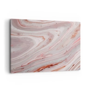 Impression sur toile - Image sur toile - Vagues abstraites dans des tons délicats de rose et de beige - 120x80cm - Rose liquide - Décoration murale moderne pour le salon et la chambre ARTTOR