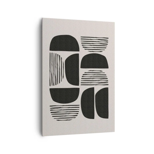 Impression sur toile - Image sur toile - Géométrie avec demi-cercles et lignes en noir sur fond clair - 70x100cm - Offres sans enthousiasme - Décoration murale moderne pour le salon et la chambre ARTTOR