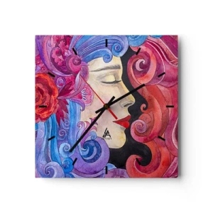 Horloge murale - Pendule murale - Profil coloré d'une femme dans un style artistique - 30x30cm - L'Art Nouveau est toujours vivant - Décoration murale moderne pour le salon et la chambre ARTTOR