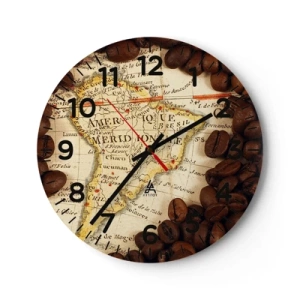 Horloge murale - Pendule murale - D'où vient le meilleur café ? - 30x30 cm