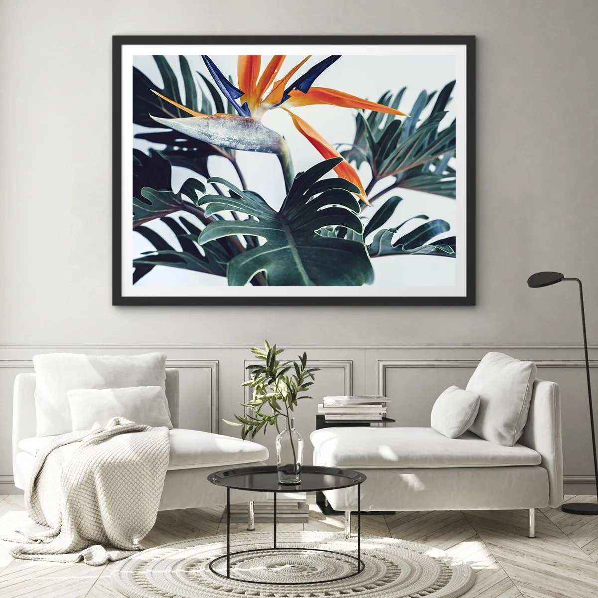 Affiche dans un cadre noir - Poster - Le buisson oiseaux - 40x30 cm