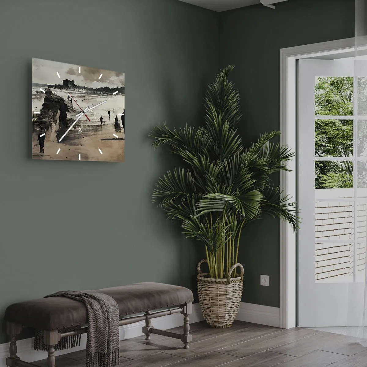 Horloge murale - Pendule murale - Promeneurs sur la plage dans un paysage paisible - 30x30cm - Invoqué - Décoration murale moderne pour le salon et la chambre ARTTOR