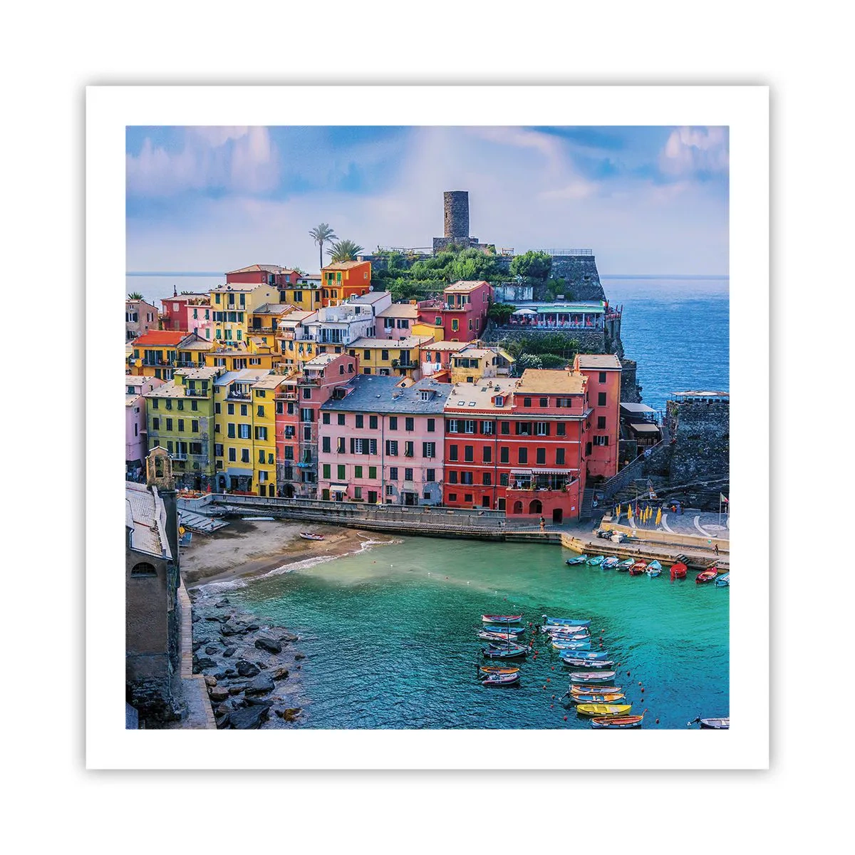 Affiche - Poster - Petite ville magique de méditerranée - 60x60 cm