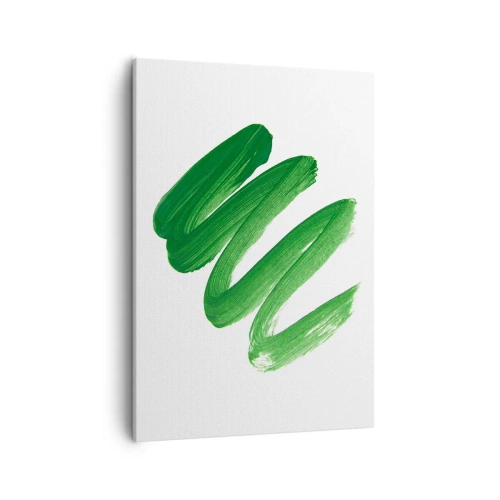 Impression sur toile - Image sur toile - Coup de pinceau abstrait vert sur fond blanc - 50x70cm - Blague verte - Décoration murale moderne pour le salon et la chambre ARTTOR