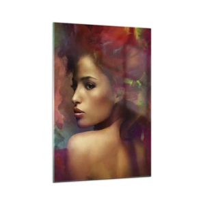 Impression sur verre - Image sur verre - Une femme aux reflets colorés créant un arrière-plan abstrait - 70x100cm - Plus beau qu'un arc-en-ciel, aussi délicat qu'un brouillard - Décoration murale moderne pour le salon et la chambre ARTTOR