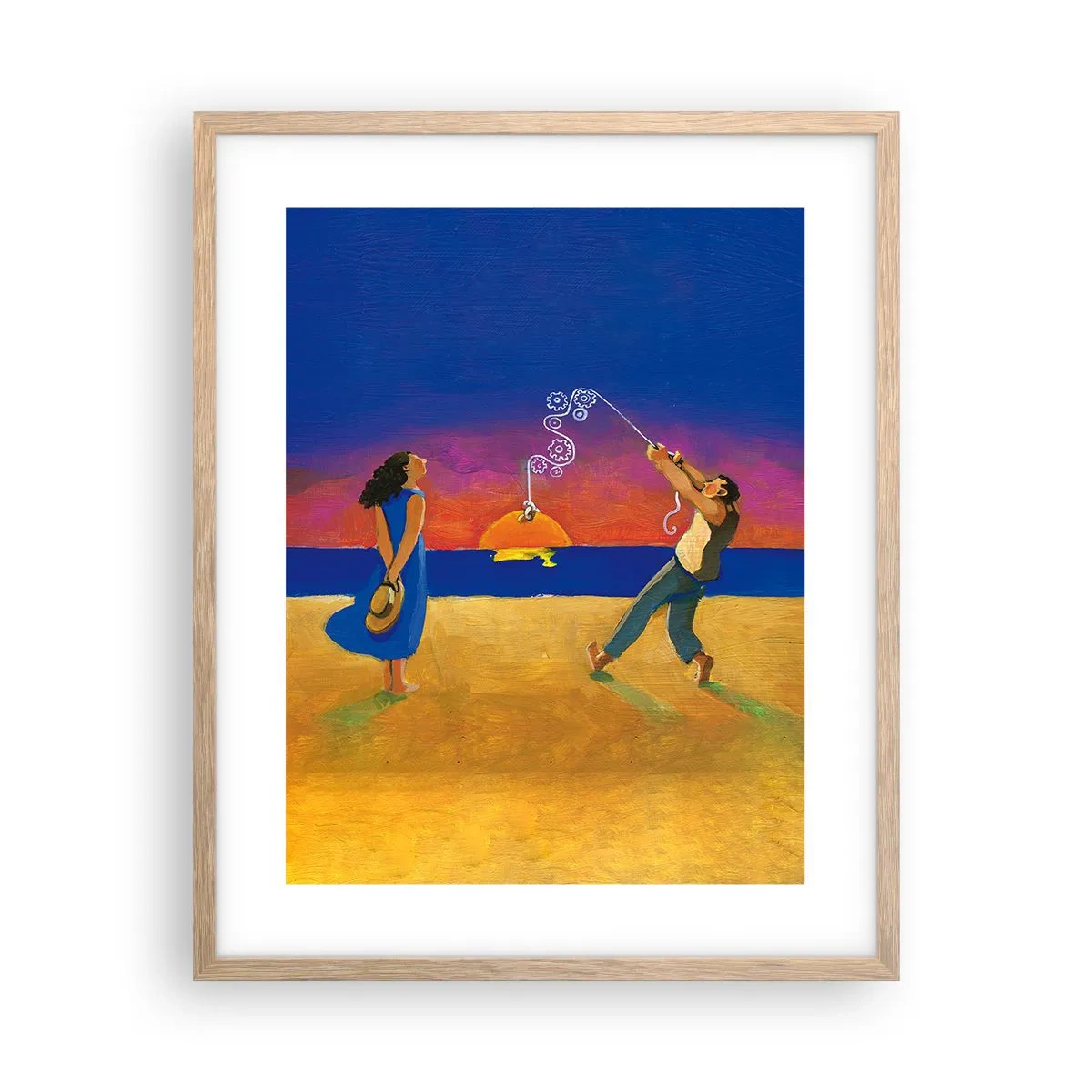 Affiche dans un chêne clair - Poster - Plus qu'une étoile dans le ciel - 40x50 cm