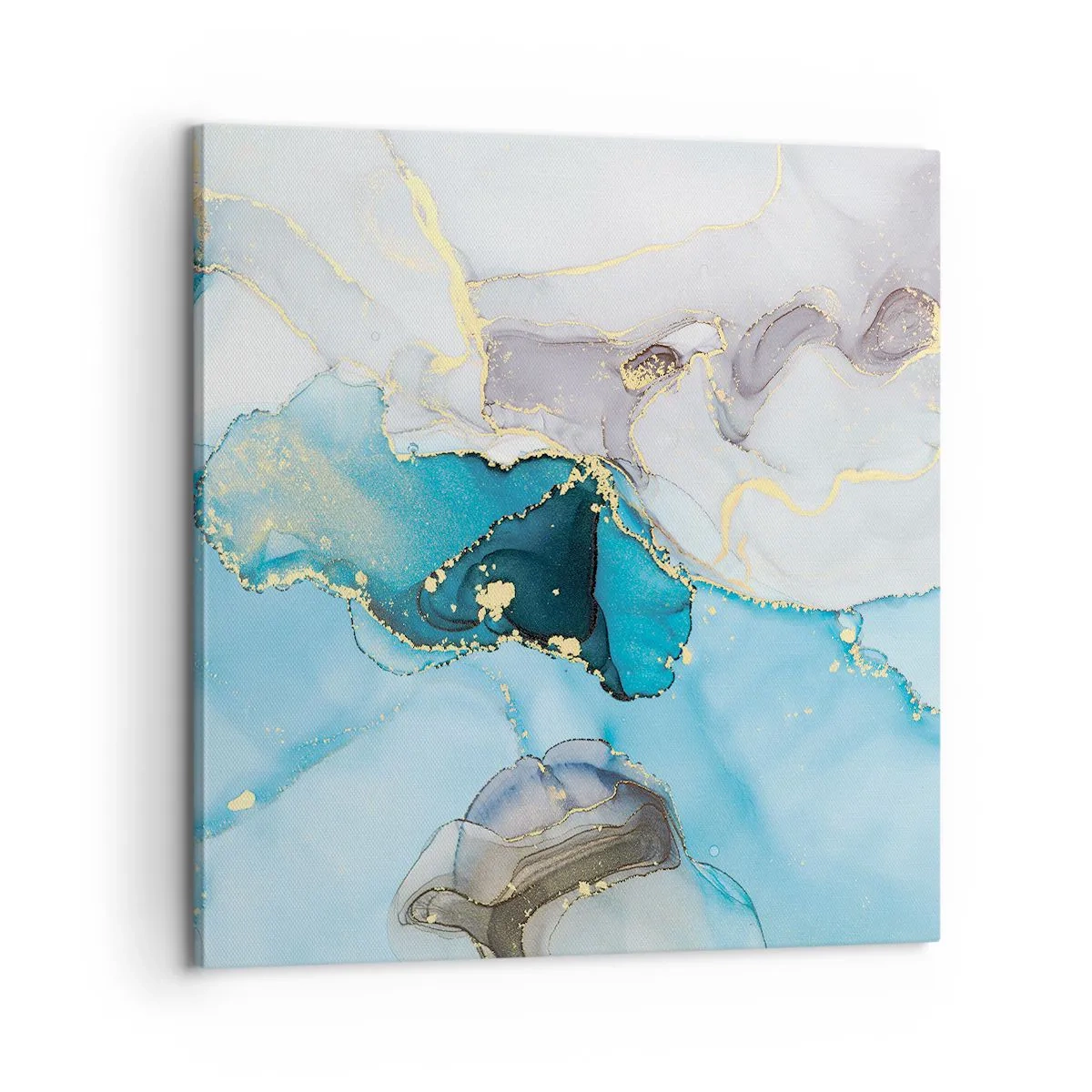 Impression sur toile - Image sur toile - Etude de la rencontre gris et turquoise - 60x60 cm