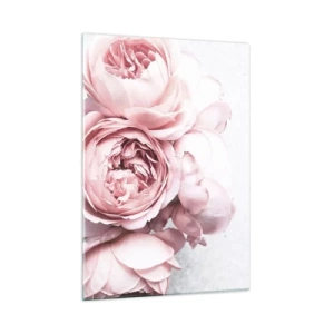 Impression sur verre - Image sur verre - Gros plan de fleurs de pivoine roses dans une lumière douce - 50x70cm - Pour les romantiques - Décoration murale moderne pour le salon et la chambre ARTTOR