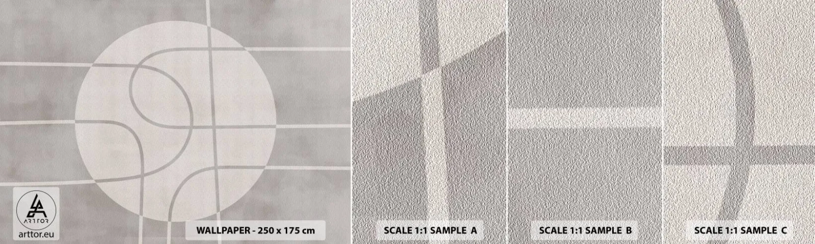 Échantillon De Papier Peint Standard Eco - Circulaire et tout droit - Brillant, Minimaliste, Roue - 100x30 cm