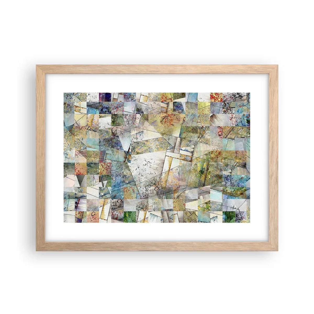 Affiche dans un chêne clair - Poster - Remaniement géométrique - 40x30 cm