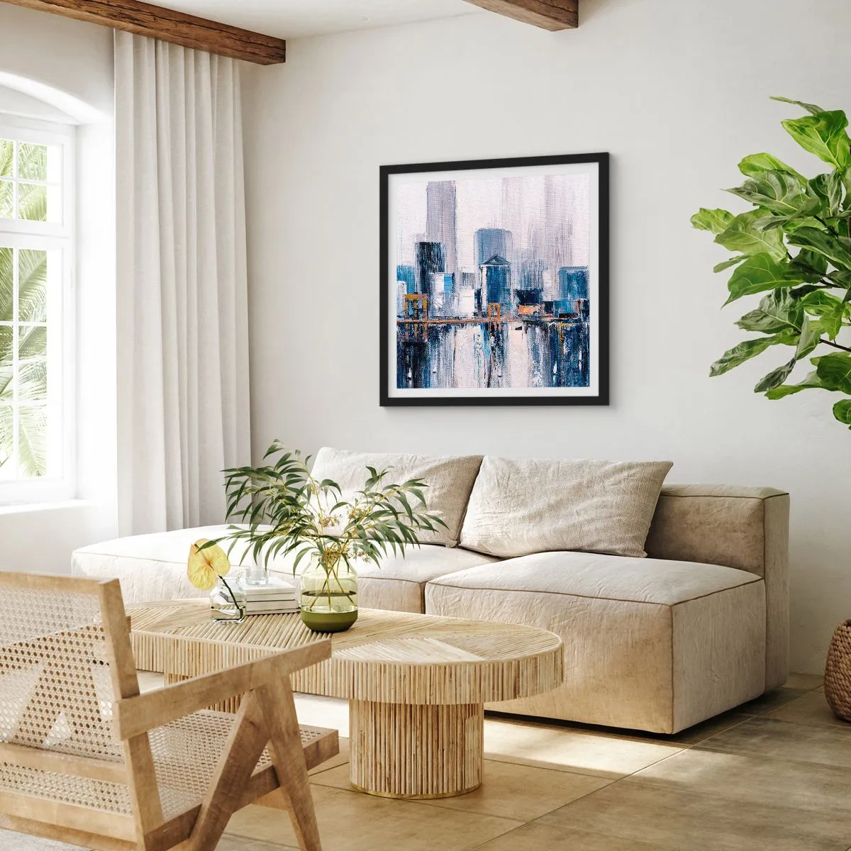 Affiche dans un cadre noir - Poster - Impression new-yorkaise - 40x40 cm