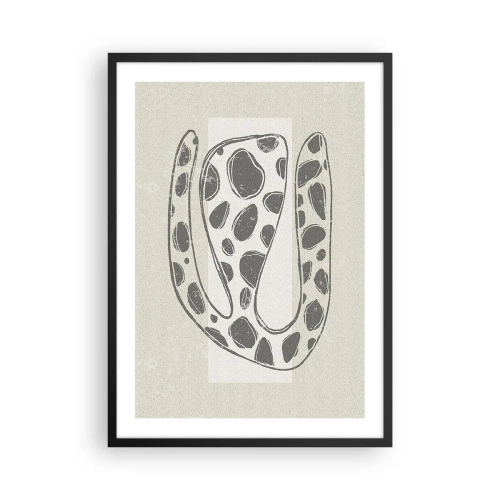 Affiche dans un cadre noir - Poster - Forme organique abstraite dans des tons de gris - 50x70cm - Une étrange créature - Décoration murale moderne pour le salon et la chambre ARTTOR