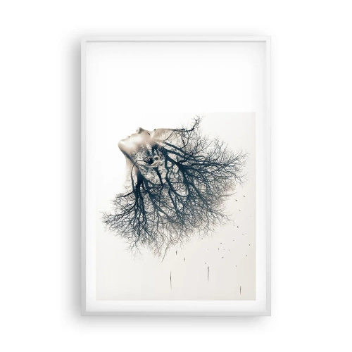 Affiche dans un cadre blanc - Poster - Écouter le murmure des arbres - 61x91 cm