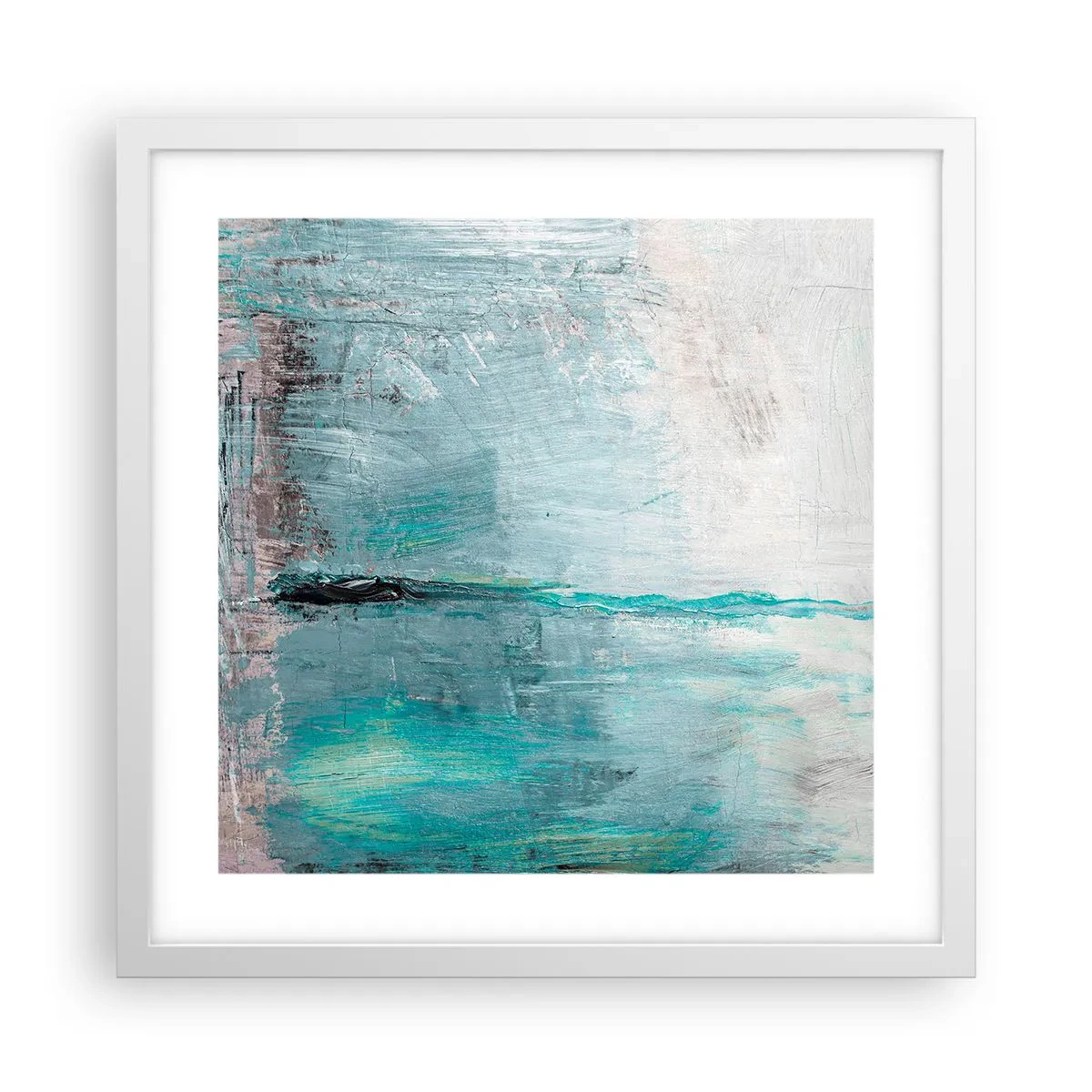 Affiche dans un cadre blanc - Poster - Horizontalement en bleu - 40x40 cm