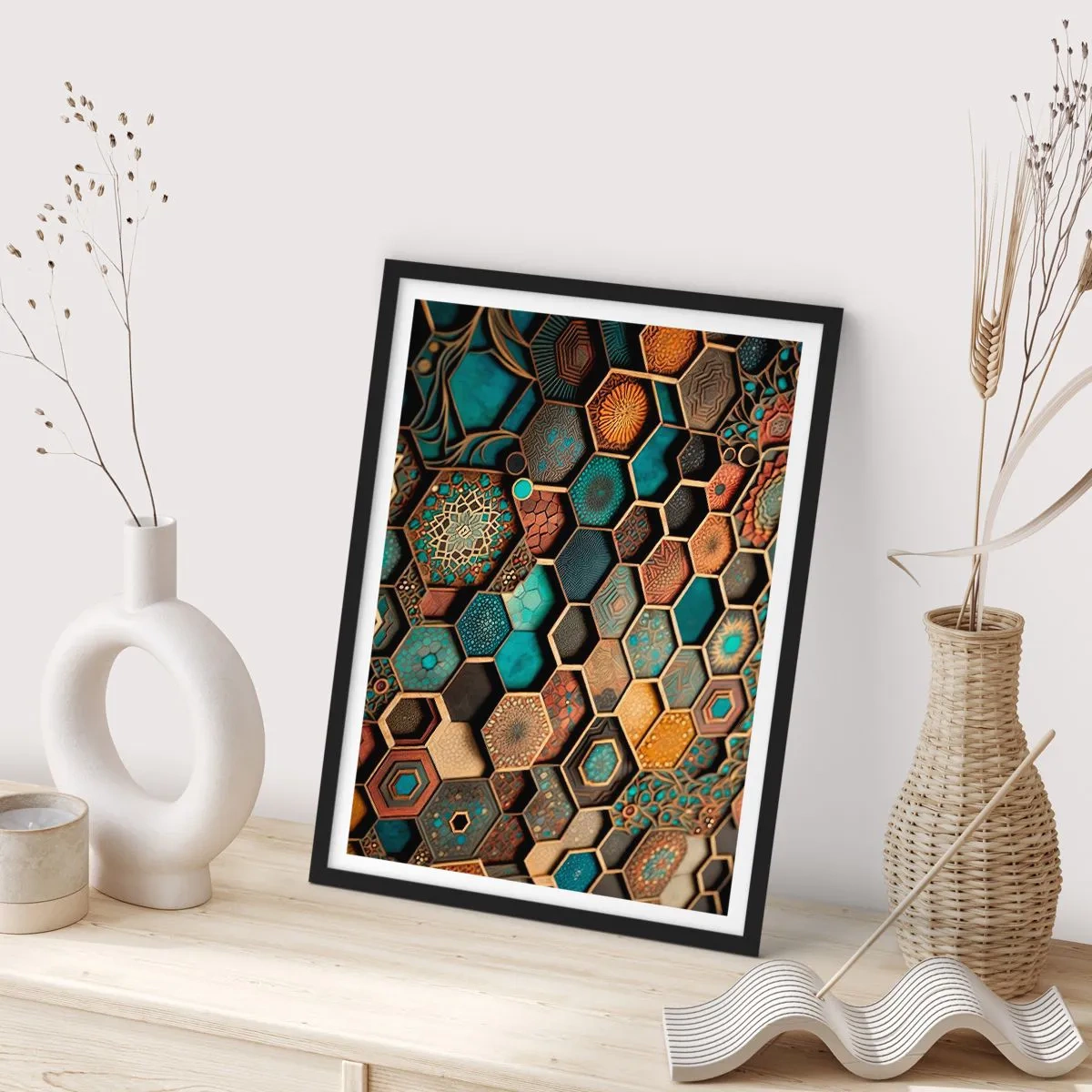 Affiche dans un cadre noir - Poster - Ornements arabes – variation - 70x100 cm