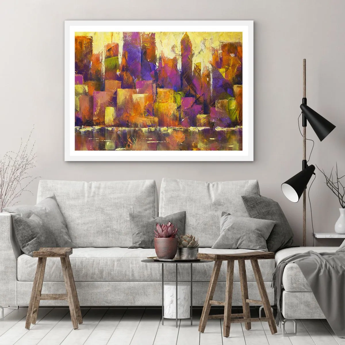 Affiche dans un cadre blanc - Poster - Composition métropolitaine - 50x40 cm