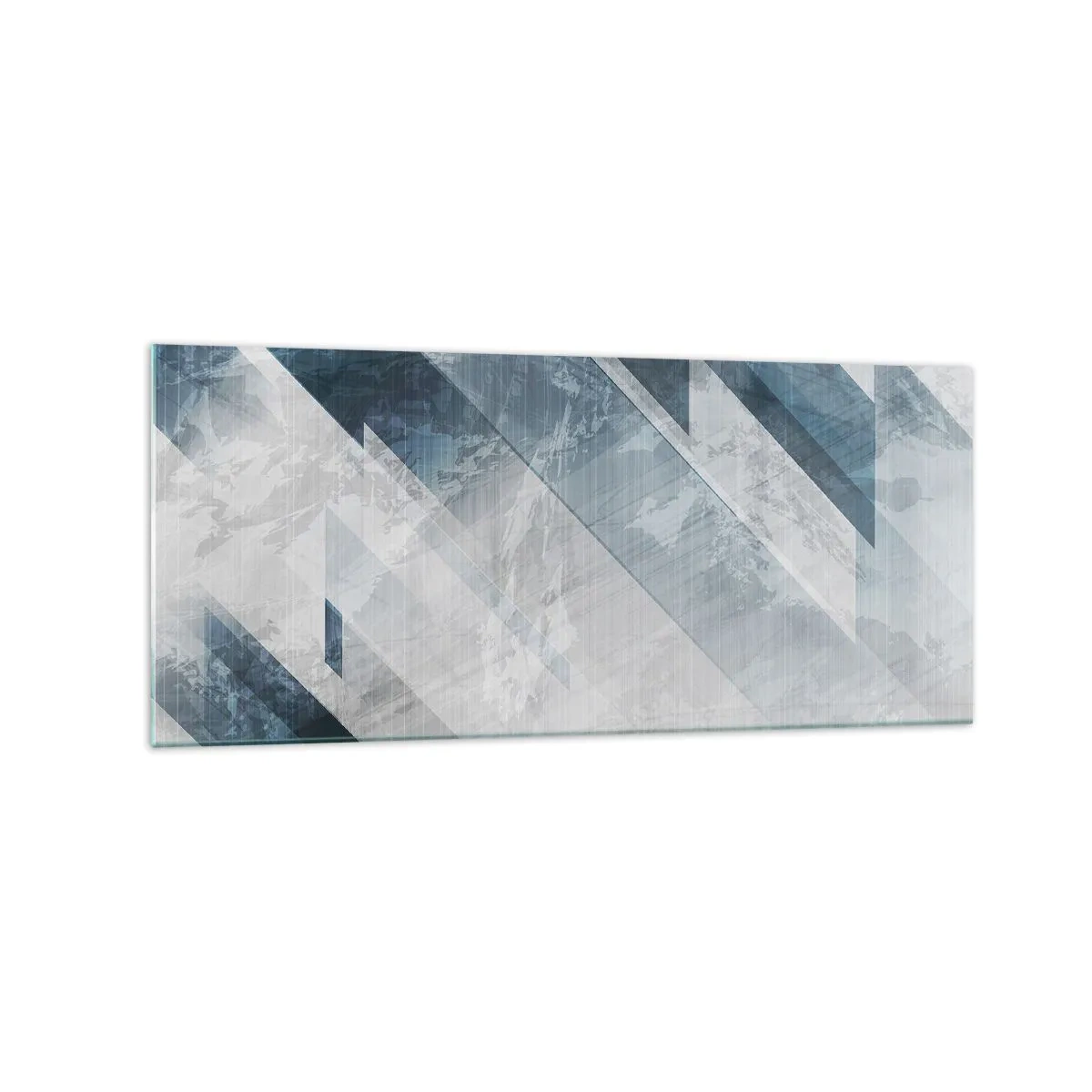Impression sur verre - Image sur verre - Lignes abstraites dans des tons de gris et de bleu - 120x50cm - Composition spatiale - mouvement gris - Décoration murale moderne pour le salon et la chambre ARTTOR