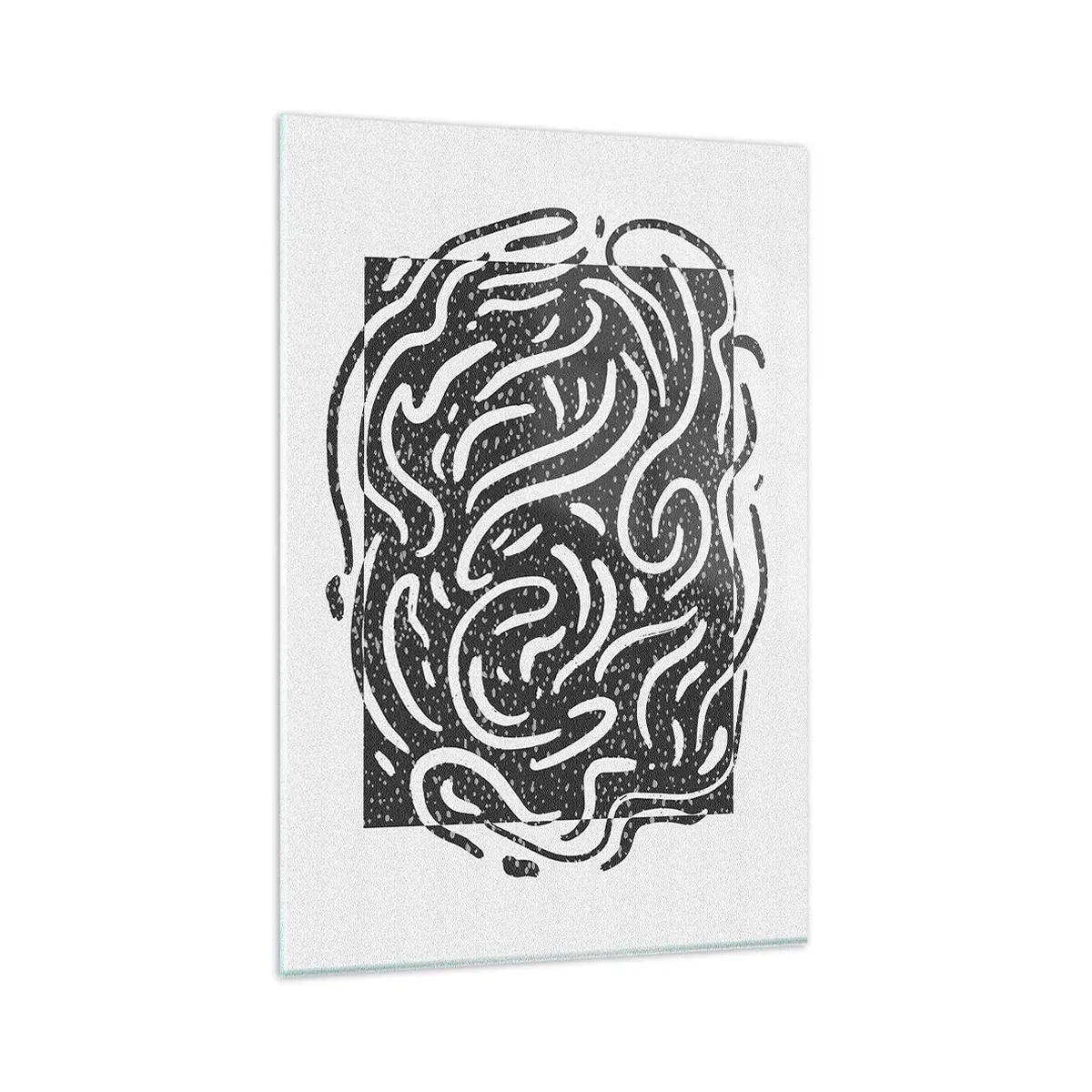 Impression sur verre - Image sur verre - Abstraction en noir et blanc dans un style géométrique - 80x120cm - Abstraction : la danse de la joie - Décoration murale moderne pour le salon et la chambre ARTTOR