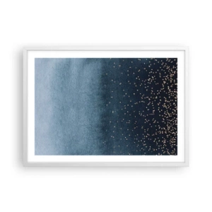 Affiche dans un cadre blanc - Poster - Composition - phases bleues - 70x50 cm