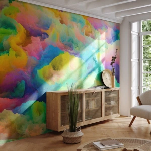 Papier peint sur mesure Premium Canvas - Plumule arc-en-ciel - Abstraction, Morceau, Couleurs pastel