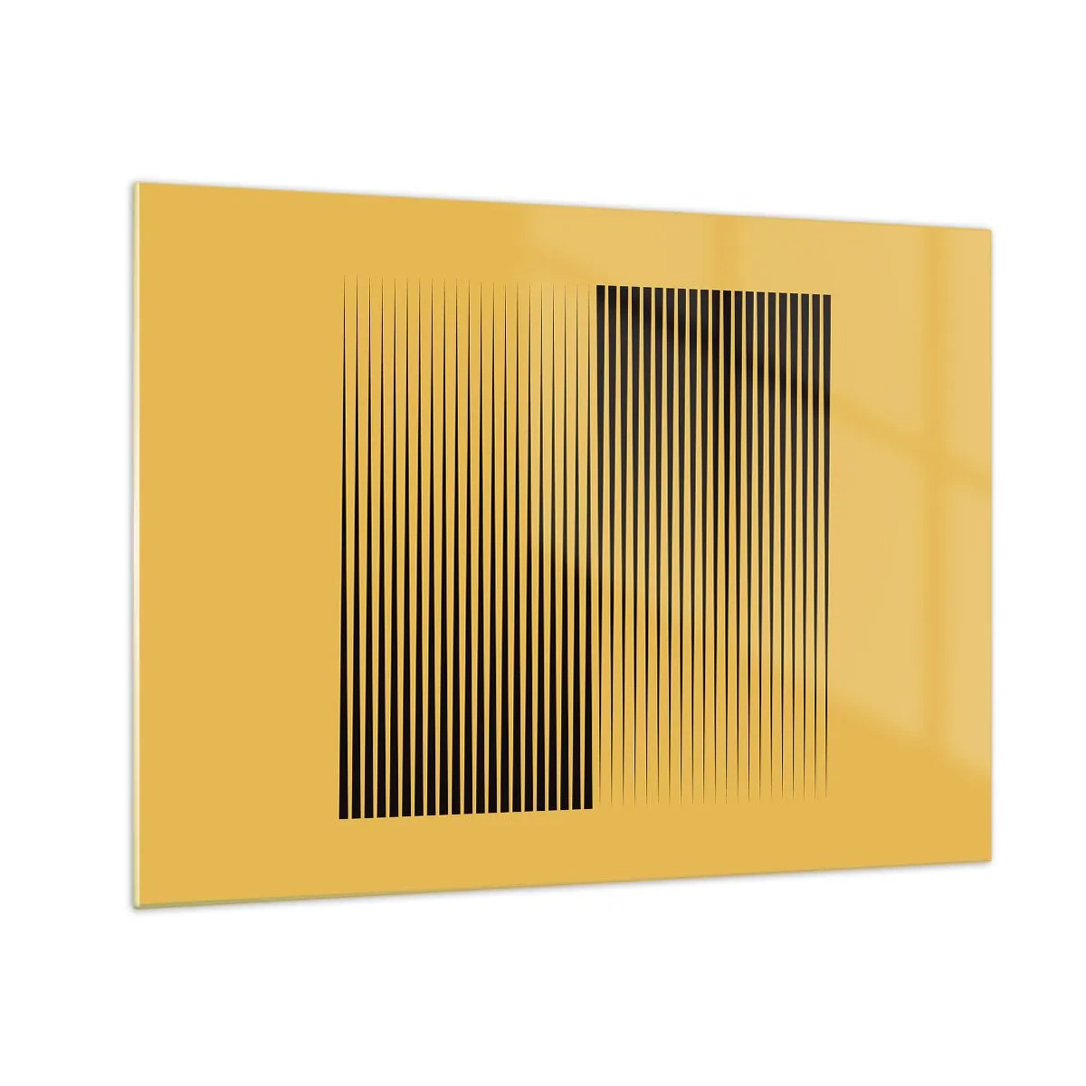 Impression sur verre - Image sur verre - Les lignes verticales noires créent une illusion géométrique - 70x50cm - Cadre opposé - Décoration murale moderne pour le salon et la chambre ARTTOR