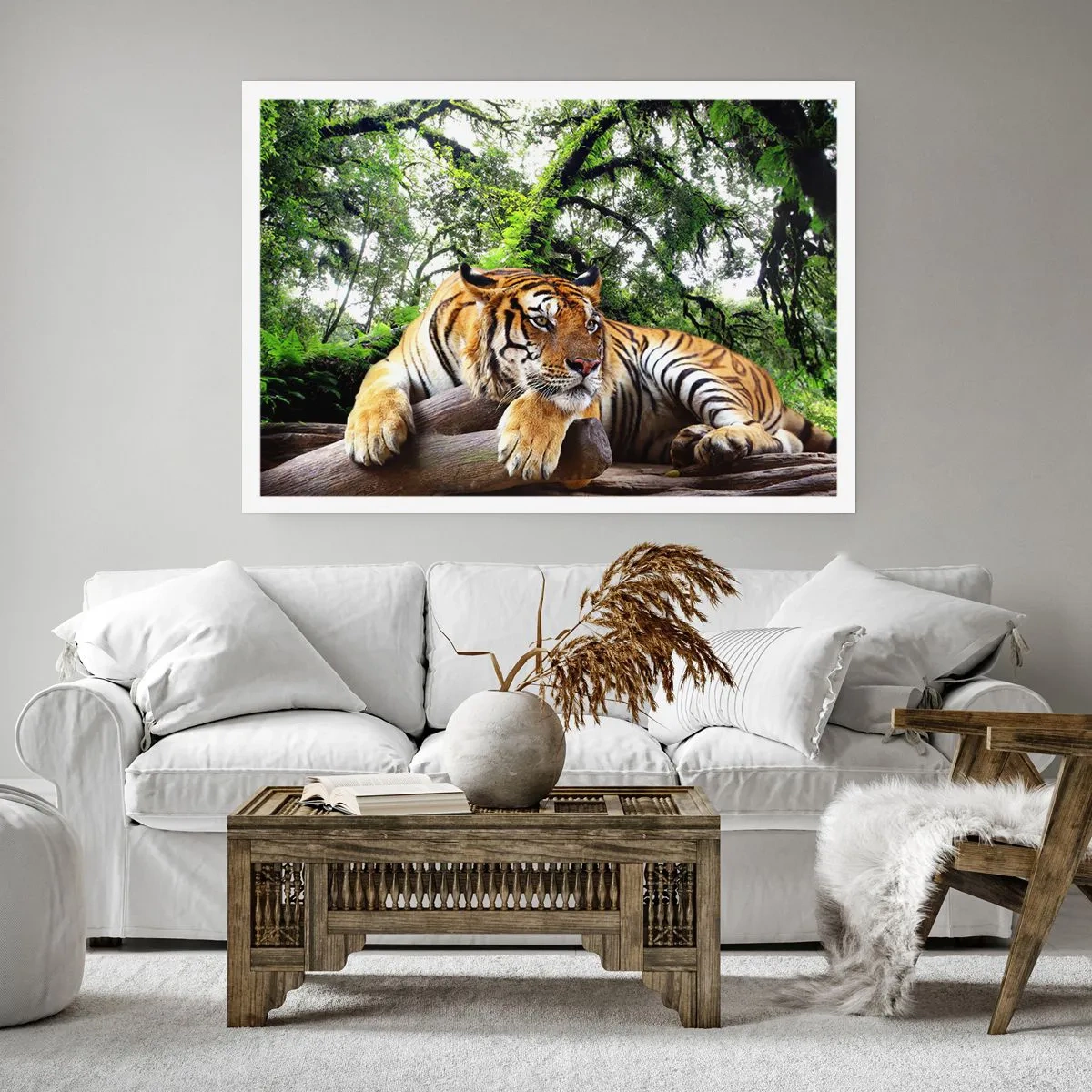 Affiche - Poster - Un tigre se reposant dans une forêt tropicale - 100x70cm - Cordialement - Décoration murale moderne pour le salon et la chambre ARTTOR
