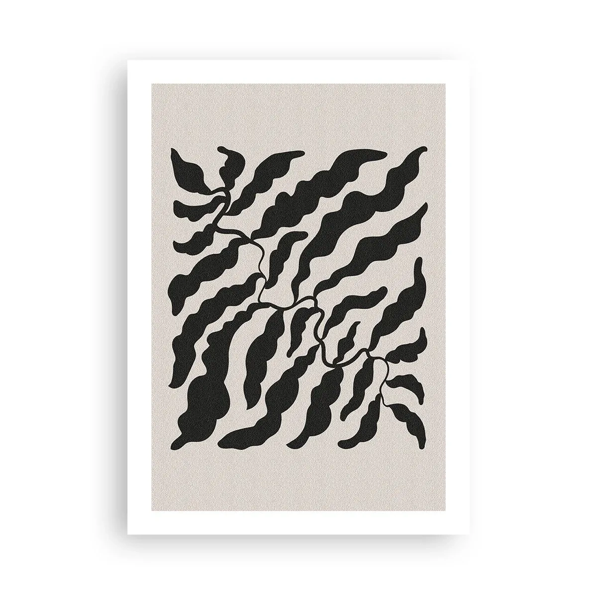 Affiche - Poster - Composition végétale abstraite en noir sur fond beige - 50x70cm - La nature du carré - Décoration murale moderne pour le salon et la chambre ARTTOR