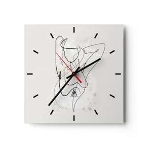 Horloge murale - Pendule murale - Figure d'art linéaire abstraite sur fond clair - 30x30cm - L'art de la séduction - Décoration murale moderne pour le salon et la chambre ARTTOR