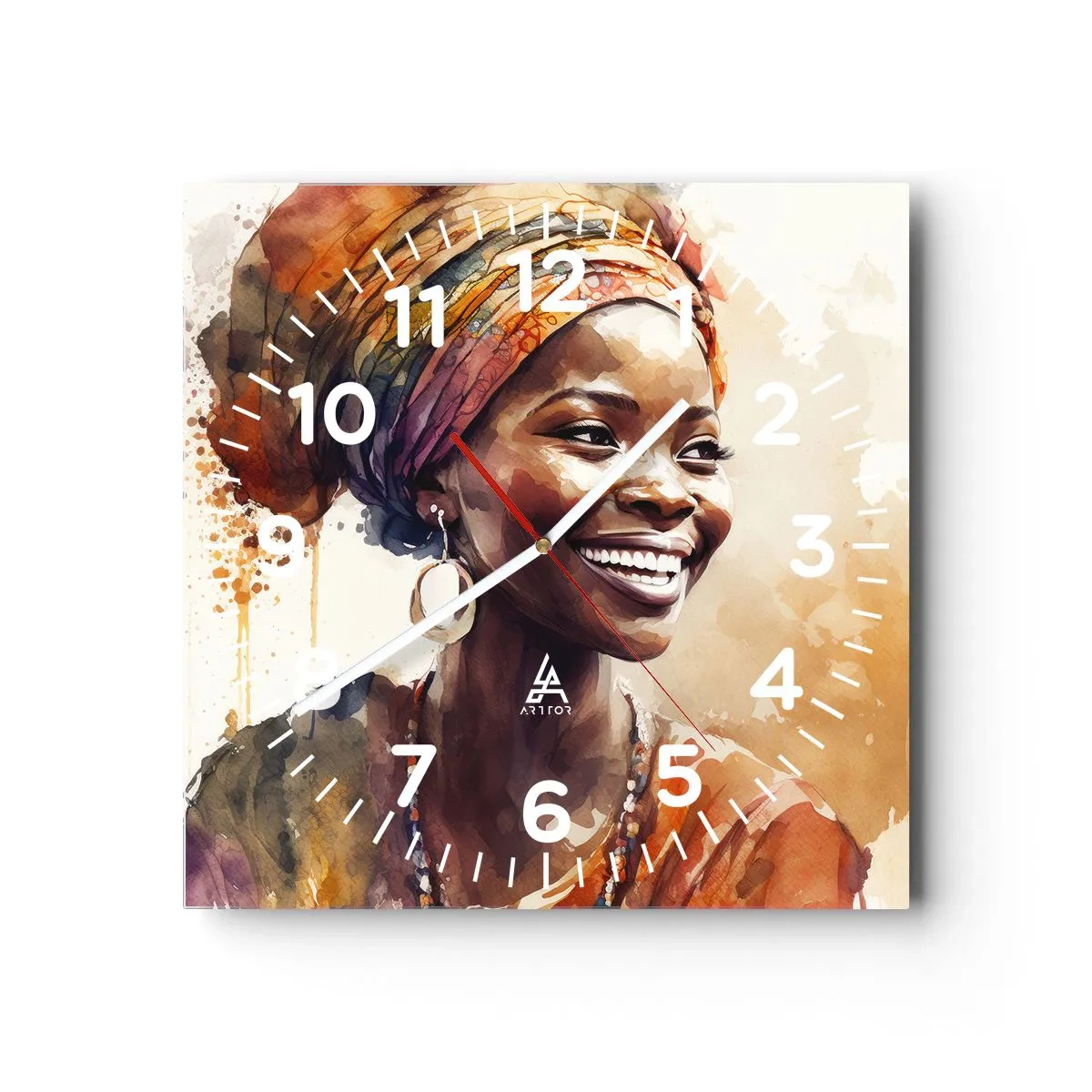 Horloge murale - Pendule murale - reine africaine - 40x40 cm