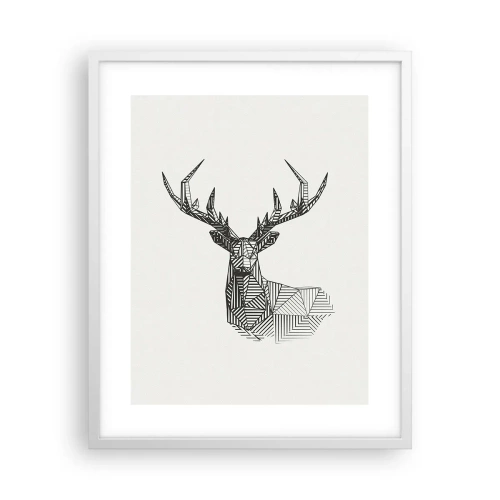 Affiche dans un cadre blanc - Poster - Cerf dans un style cubique - 40x50 cm