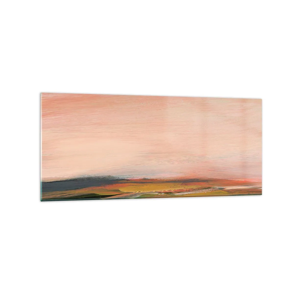 Impression sur verre - Image sur verre - Un paysage aux tons roses et dorés - 120x50cm - Dans les tons de roses - Décoration murale moderne pour le salon et la chambre ARTTOR