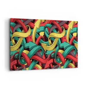 Impression sur toile - Image sur toile - Des flèches abstraites aux couleurs vives créant le chaos - 120x80cm - Quel chemin vers le but ? - Décoration murale moderne pour le salon et la chambre ARTTOR