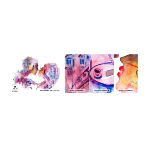 Échantillon de Papier Peint Autocollant Deluxe Sticker - Le pont secret des soupirs - Abstraction, Couple amoureux, Architecture - 100x30 cm