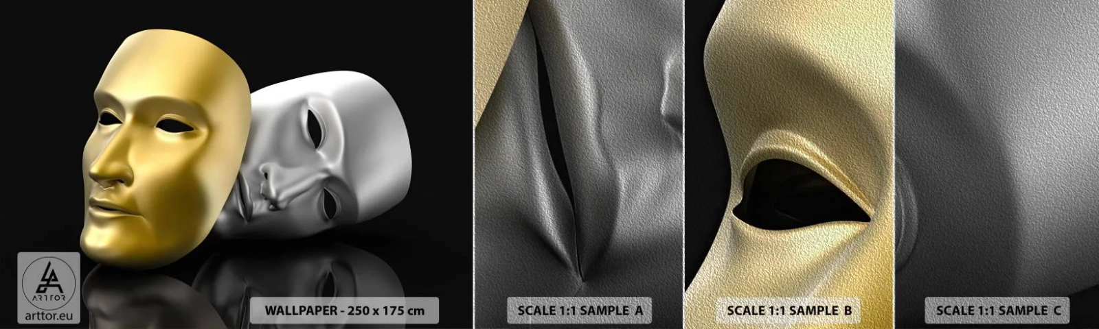 Échantillon de Papier Peint Premium Sand - La vie est un théâtre - Capot, Morceau, Théâtre - 100x30 cm