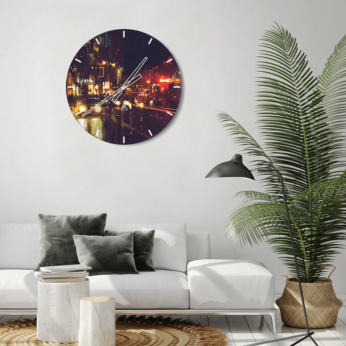 Horloge murale - Pendule murale - Immergé dans les lumières de la nuit - 40x40 cm