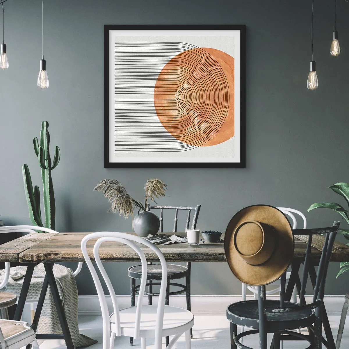 Affiche dans un cadre noir - Poster - Composition solaire - 50x50 cm