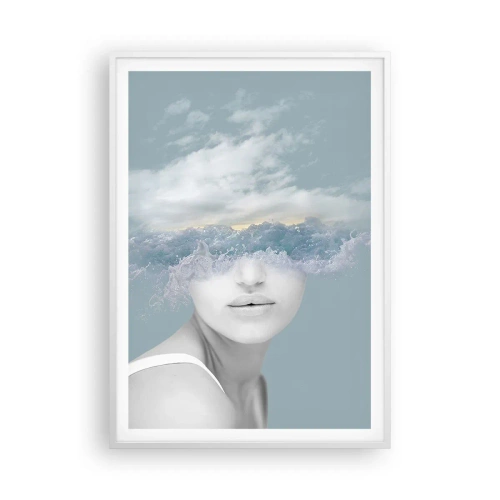 Affiche dans un cadre blanc - Poster - La tête dans les nuages - 70x100 cm