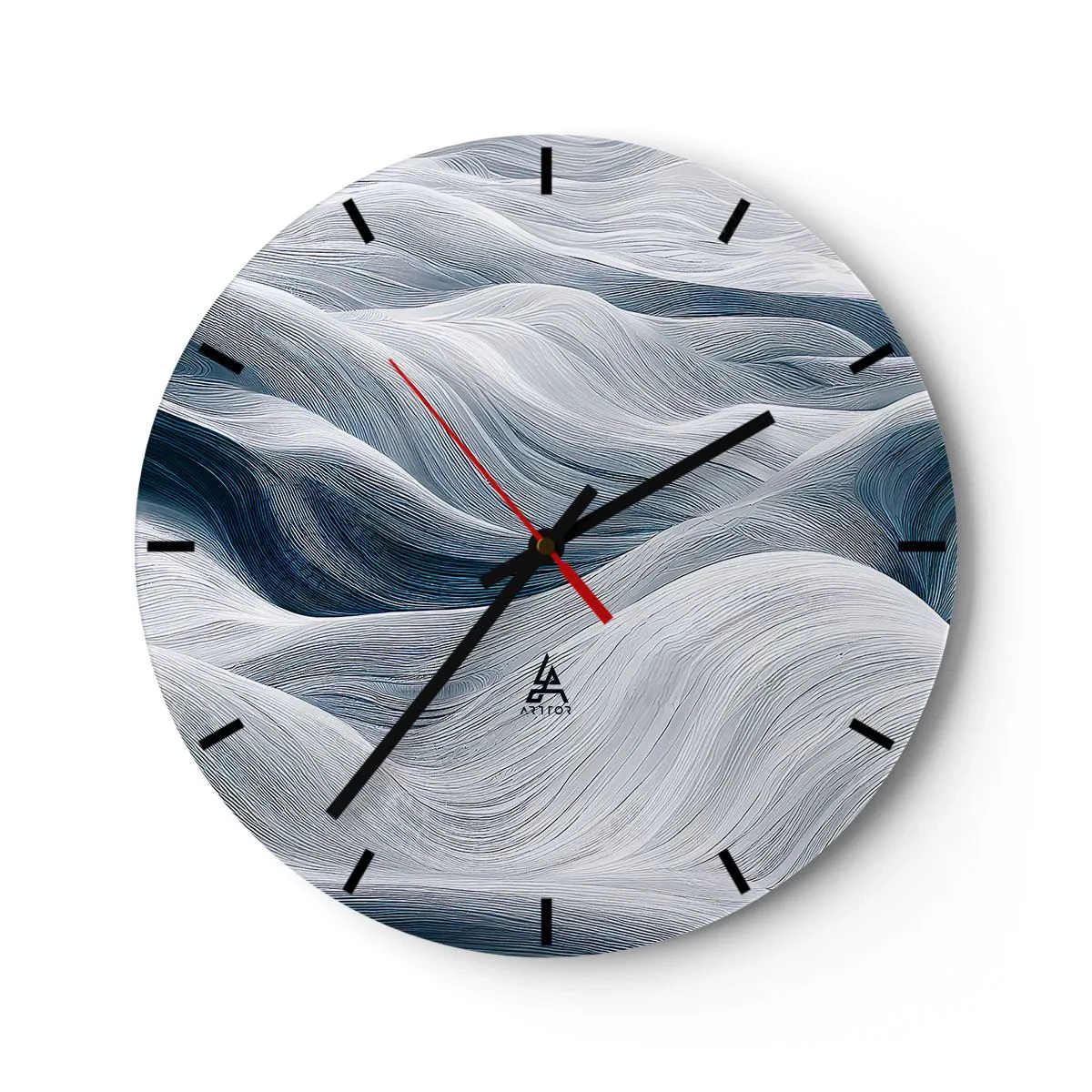 Horloge murale - Pendule murale - Vagues blanches et bleues - 40x40 cm