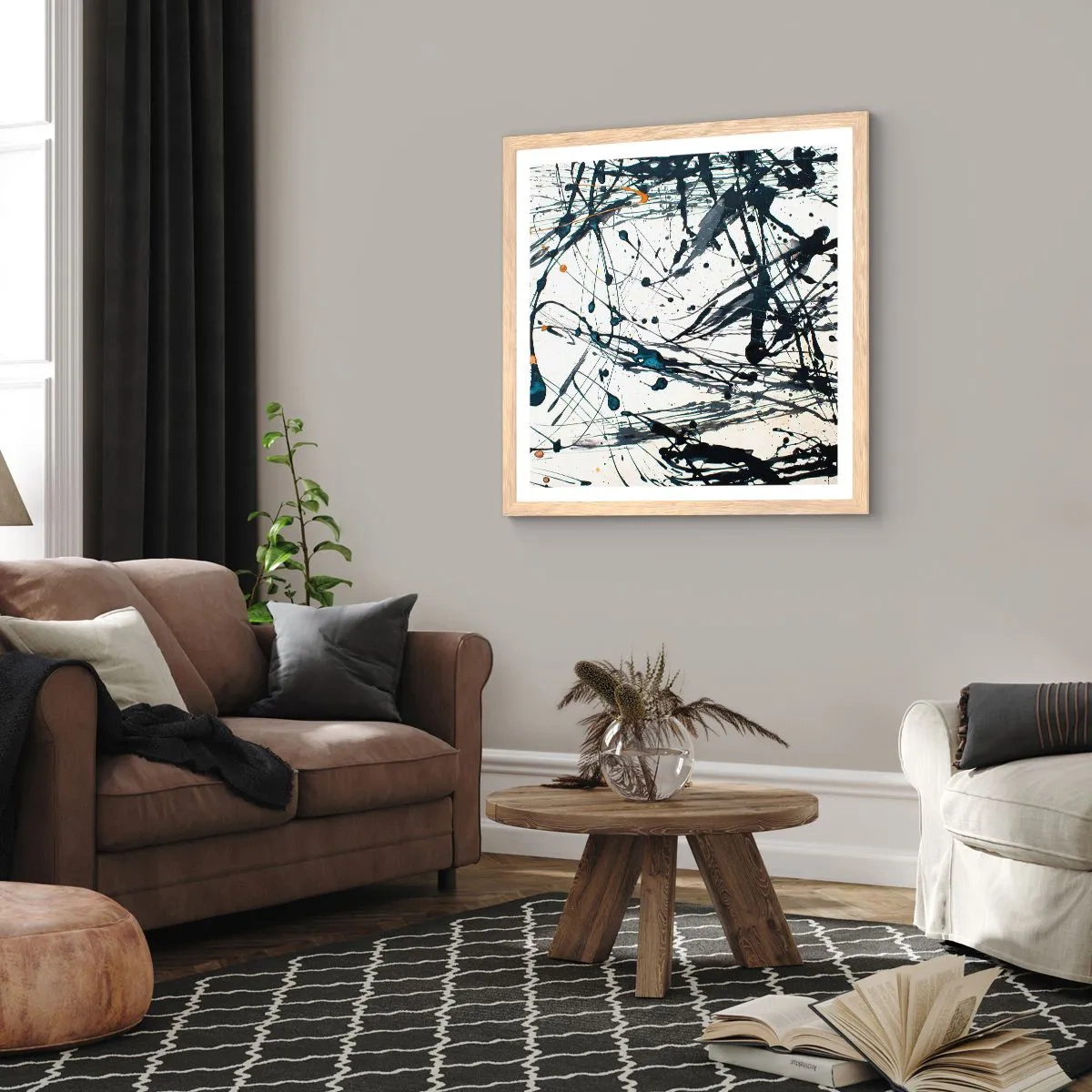 Affiche dans un chêne clair - Poster - Abstraction expressionniste - 60x60 cm