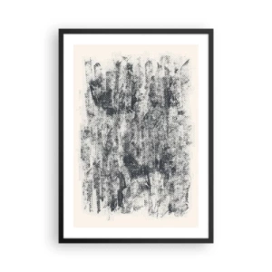 Affiche dans un cadre noir - Poster - Motif graphique de forêt rétro - 50x70cm - Composition brumeuse - Décoration murale moderne pour le salon et la chambre ARTTOR